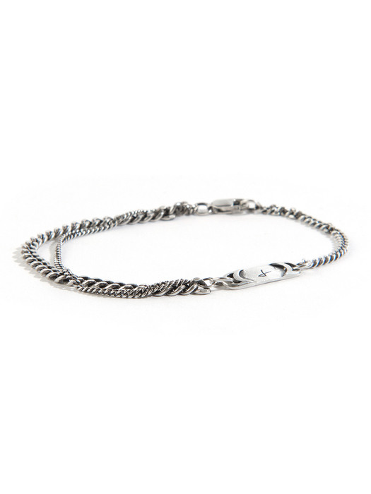 SEWN SWEN SILVER DOUBLE CURB CHAIN BRACELET