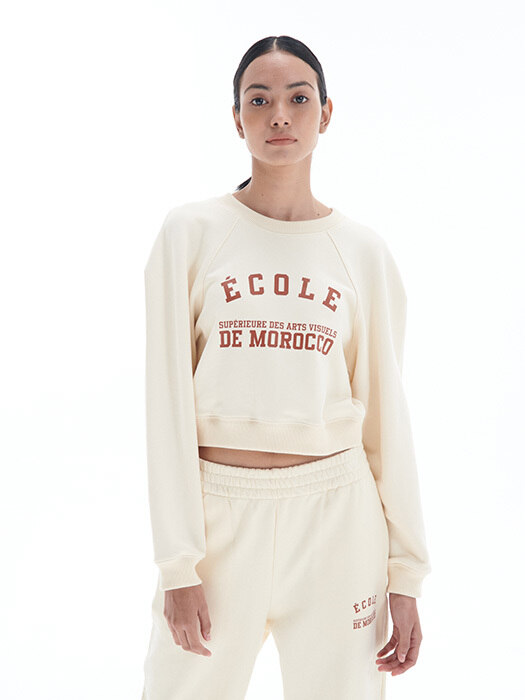 [22FW] ECOLE Raglan Cropped Sweatshirt (Ivory)