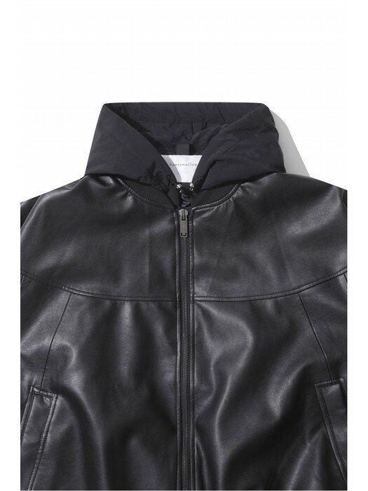 eco-leather hood jumper_CWUAS23211BKX