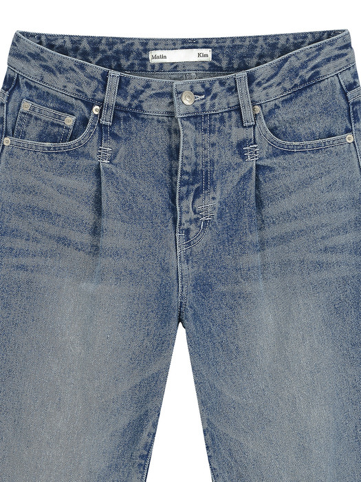 MATIN KIM RAW BACK DETAIL DENIM PANTS