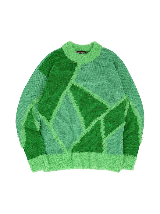 UNISEX REIMS23 INTARSIA SWEATER atb858u(GREEN/LIME)