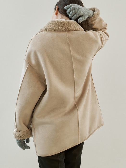 Reversible shearling jacket (beige)