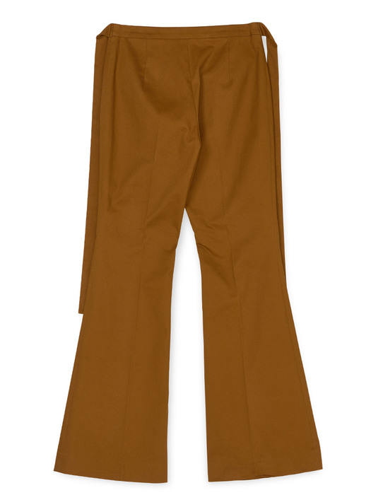Stretch tie pants in camel