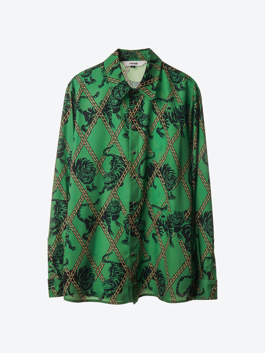 Tiger-Print Shirt[Green(UNISEX)]_UTS-FS08  