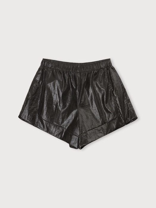 LEATHER EASY SHORTS-BLACK