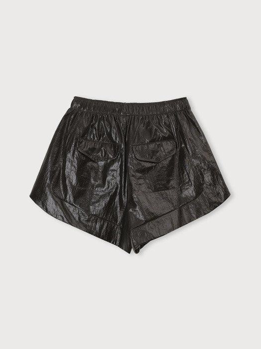 LEATHER EASY SHORTS-BLACK