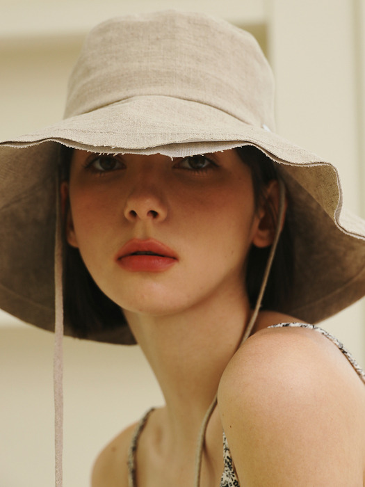 [단독] Linen wide strap bucket hat_4color