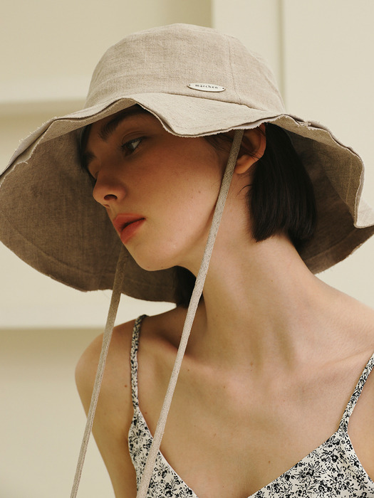 [단독] Linen wide strap bucket hat_4color