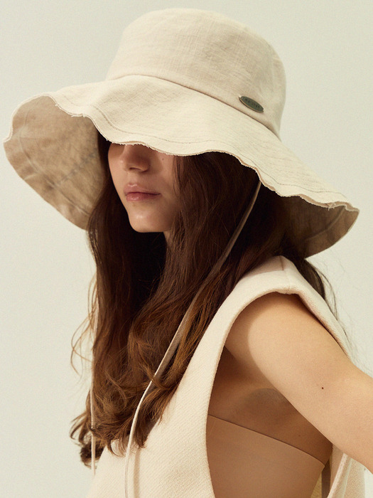 [단독] Linen wide strap bucket hat_4color