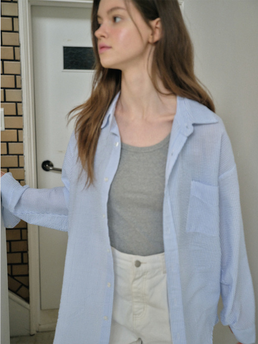 Seersucker Stripe Shirts(4col)