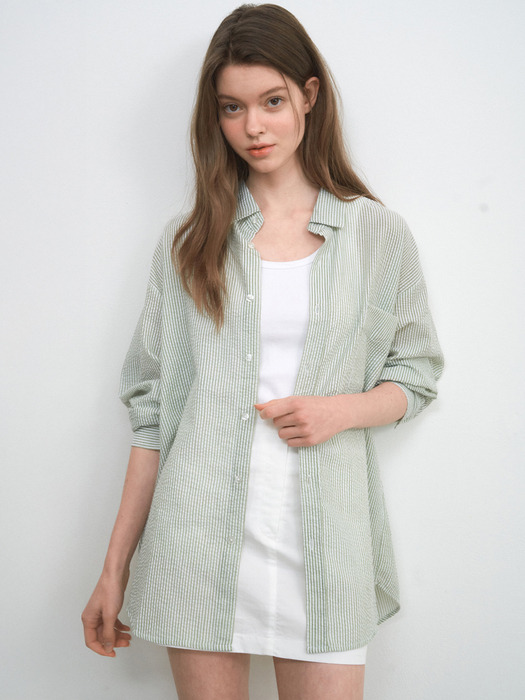 Seersucker Stripe Shirts(4col)