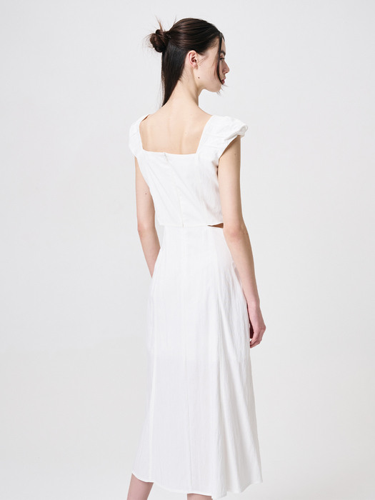 Shoulder Pintuck Detail Dress, White