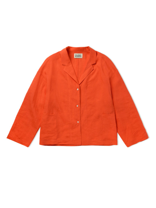 Linen Home Office Blazer Shirt - Orange