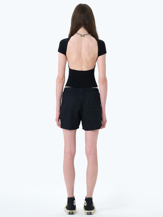 [SET] LISE METALIC YARN BACKLESS+TUBE TOP BLACK