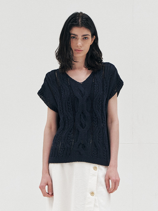 RTR V-NECK CABLE KNIT_3 COLOR