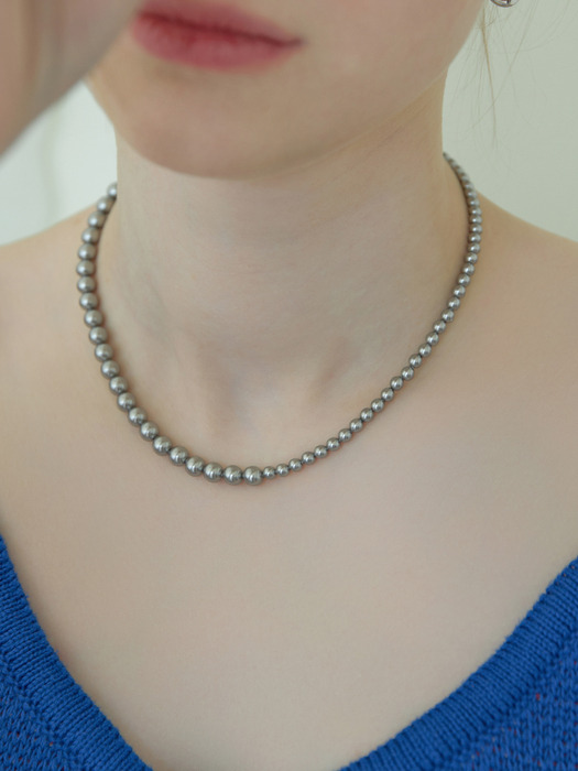 BIBI UB Swarovski Gray Pearl 925 Silver Necklace (925 SV)