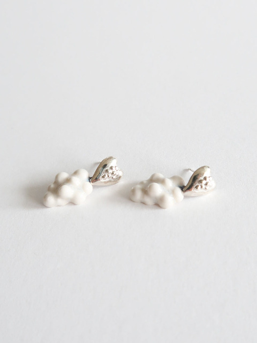 silver 925 Grape heart drop earring [DOL white blossom]