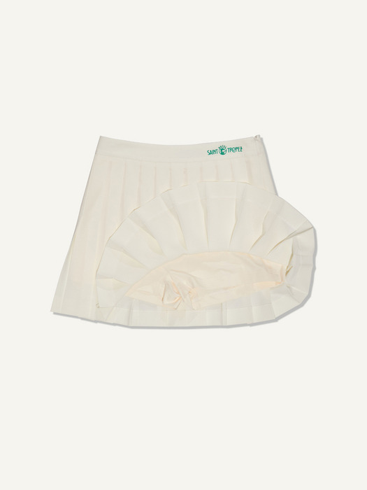 WHITE MICCA PLEATS SKIRT