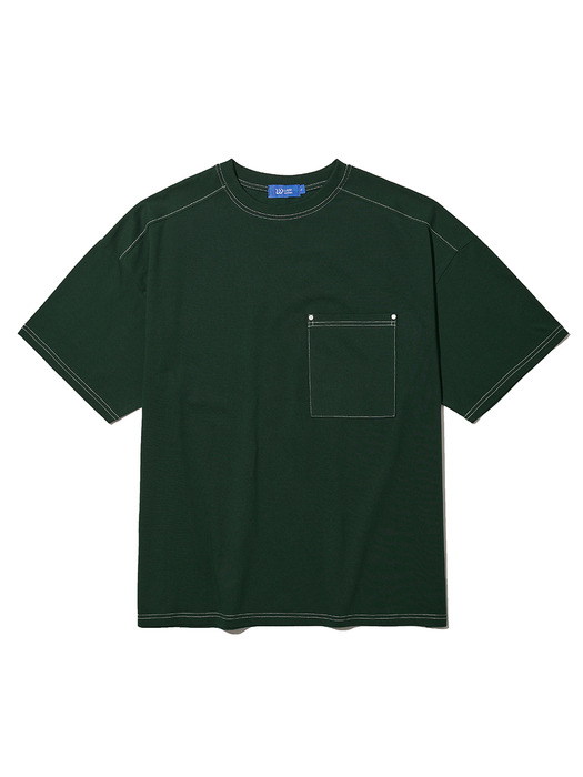 ST HEAVY COTTON OVER POCKET S/S TEE D GREEN