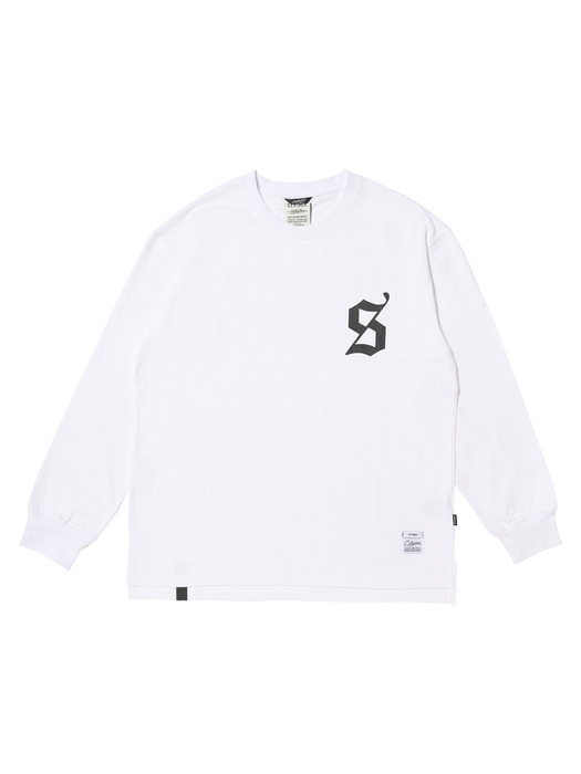 OLD LETTER  OVERSIZED LONG SLEEVES T-SHIRTS WHITE