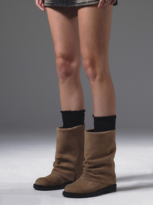 [단독]Leg warmer middle Boots Khaki brown