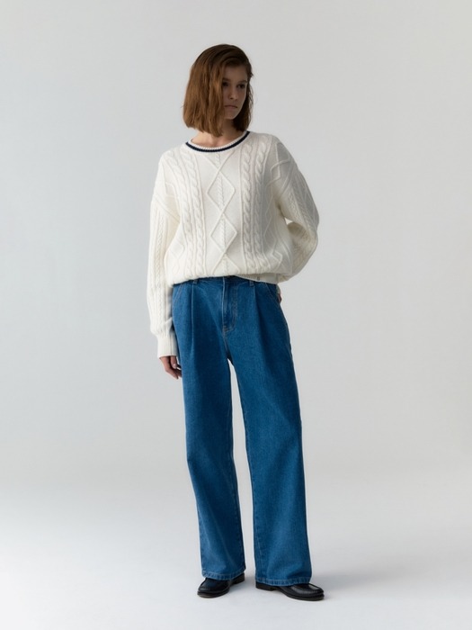 line cable knit - ivory