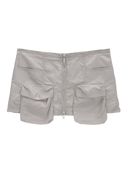 TWO WAY CARGO BELTED SKIRT IN LIGHT GREY