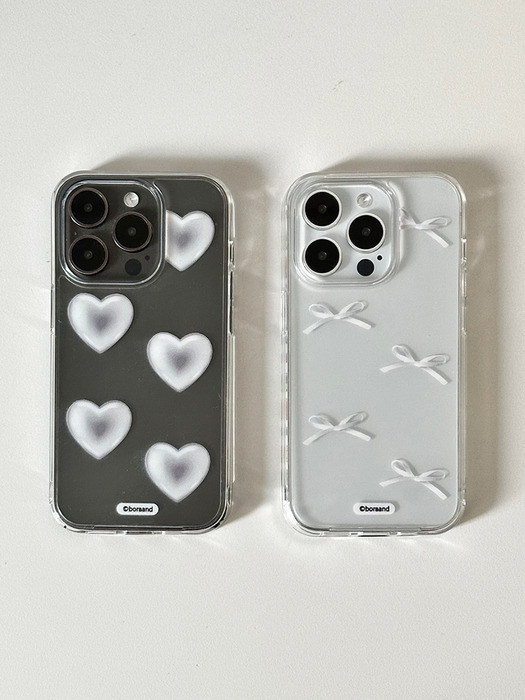 Silver Heart Ribbon case  (Jelly/Jell hard case)