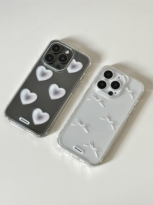 Silver Heart Ribbon case  (Jelly/Jell hard case)