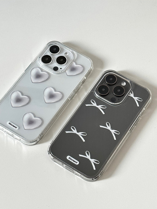 Silver Heart Ribbon case  (Jelly/Jell hard case)