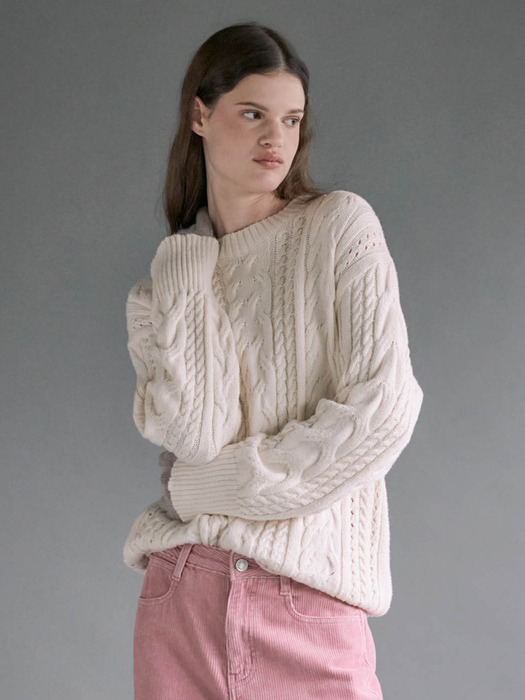 Oversized Cable Knit Pullover SK3WP429-03