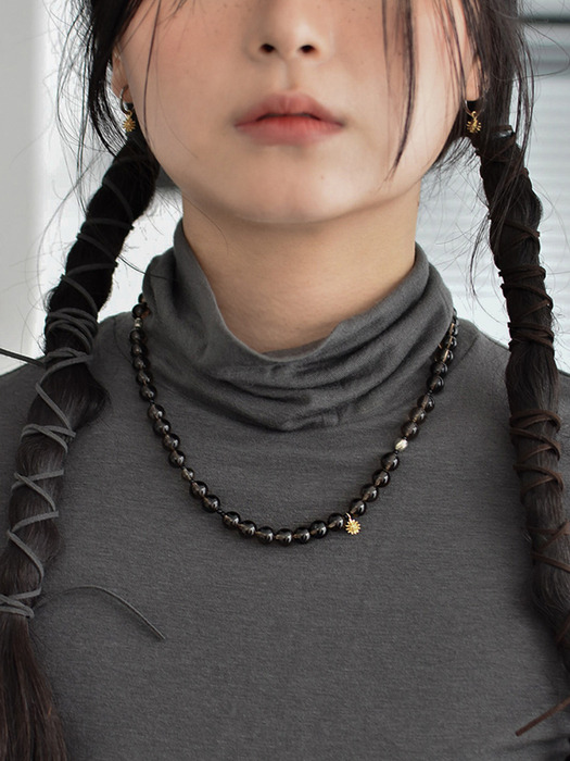 smoky stone necklace 8mm