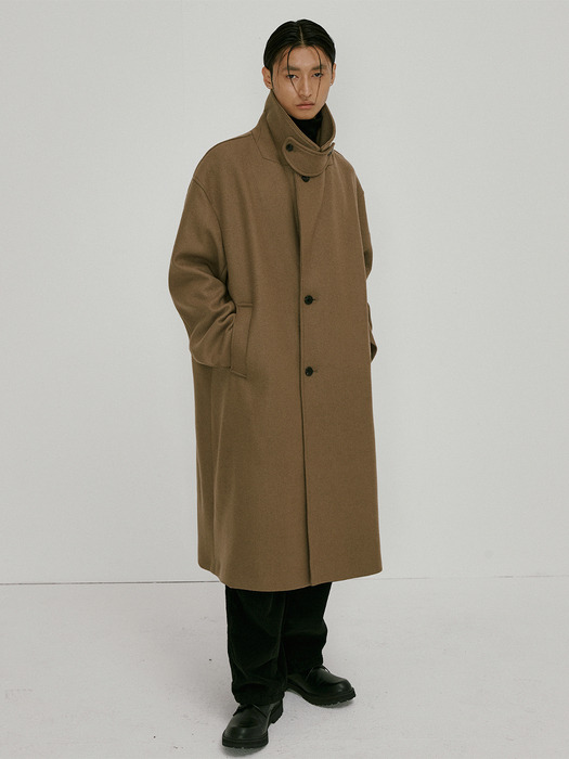 melton wool long coat (beige)