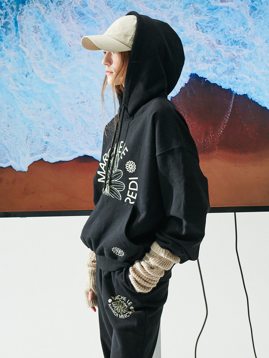 HOODY MARCHE EMBLEM_BLACK CREAM