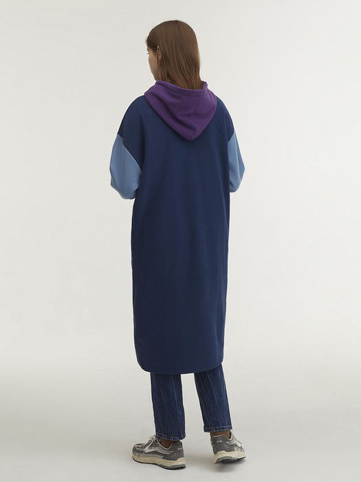 Hoodie Long Jersey Dress_Blue