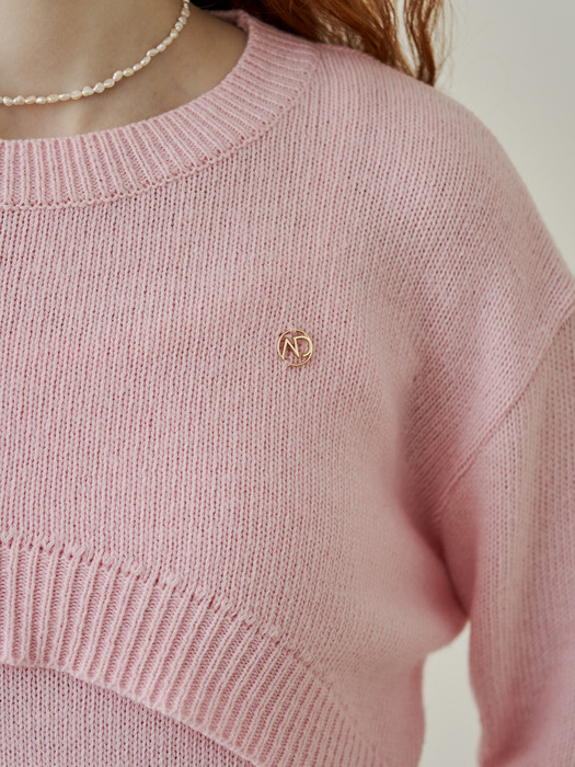 Sot basic crop bolero knit - pink