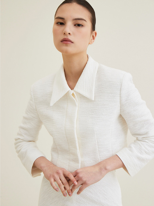 Tweed Cropped Jacket - White