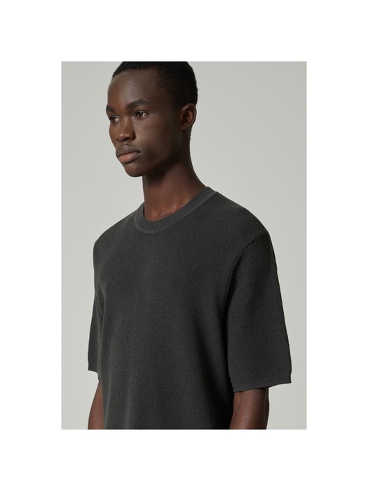 mesh crewneck sweater (short-sleeved)_CWWAM24404GYD