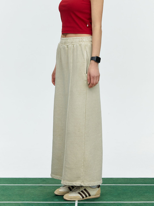 MNS PIGMENT LONG SKIRT_LIGHT BEIGE