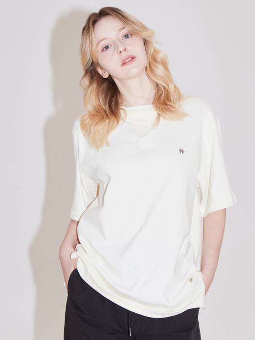 round detail ½Tee shirts_ivory