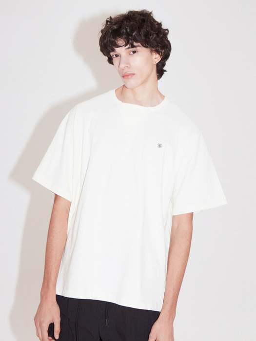 round detail ½Tee shirts_ivory