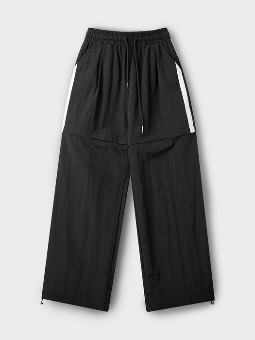 2-Way Nylon Line Color Matching Training Wide Banding Pants [Black]
