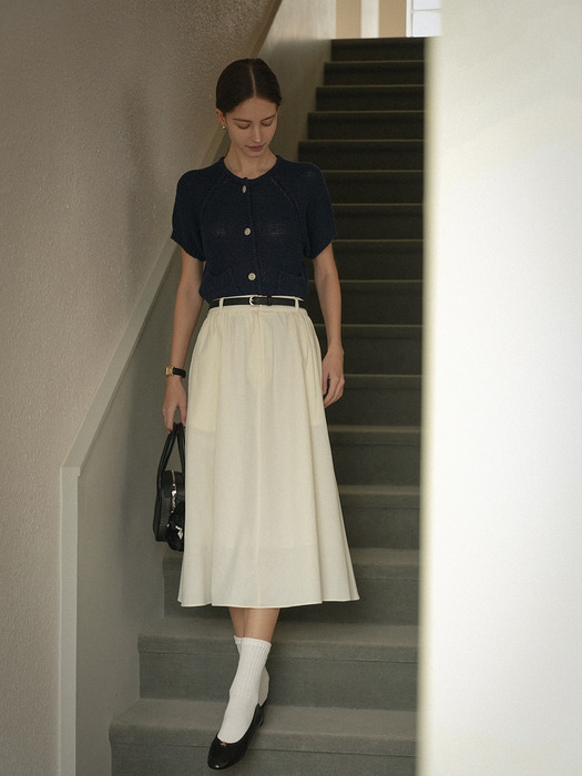 Mare belted flare skirt_Ivory