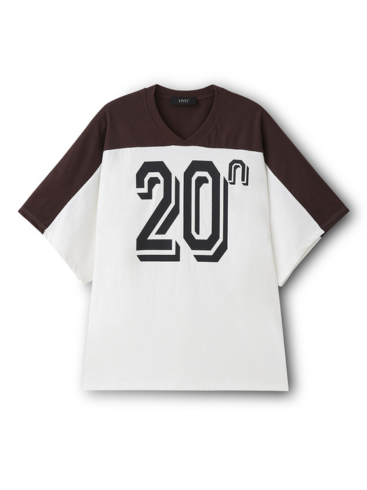 Number Printed V Neck Overfit Tshirt (3 Colors)