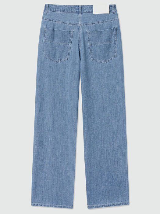 [린넨라이크데님]Linen Like Mid Rise Wide Jeans DCPT039Blue