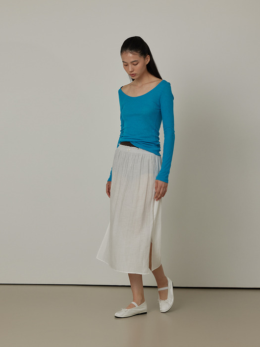 See-through Wrinkle Slit Layered Skirt