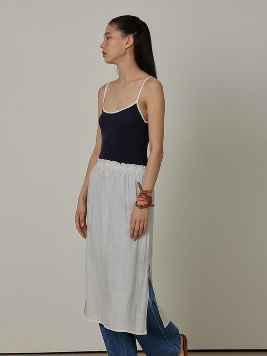 See-through Wrinkle Slit Layered Skirt