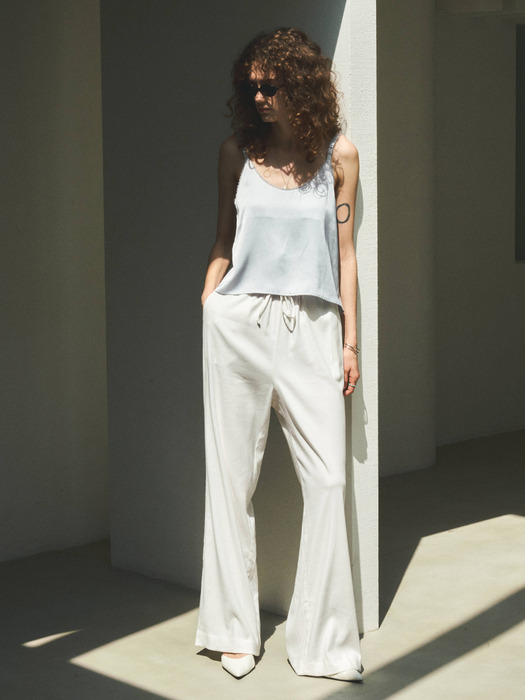 Linen Wide Banding Pants_CTB524(White)