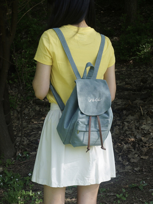 logo denim backpack