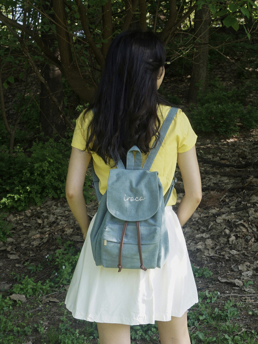 logo denim backpack